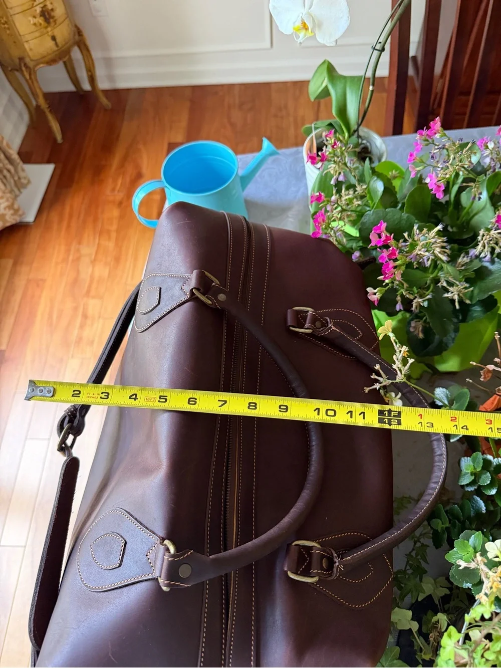 Men's Leather Duffel Bag - Dark Brown Travel Carryall